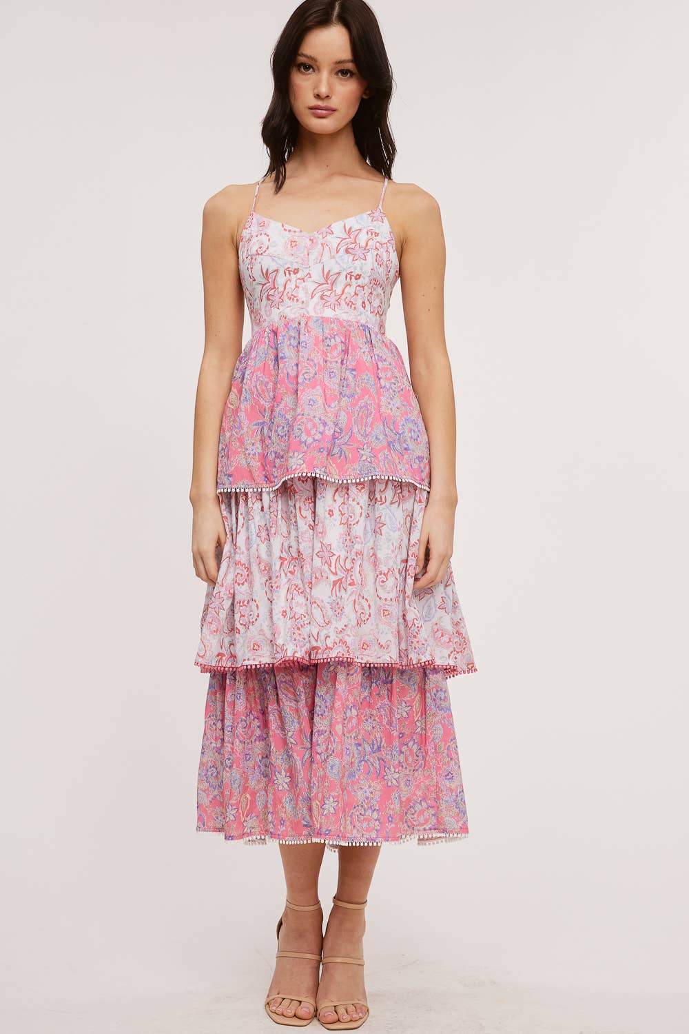 Vintage Paisley Tiered Midi Dress