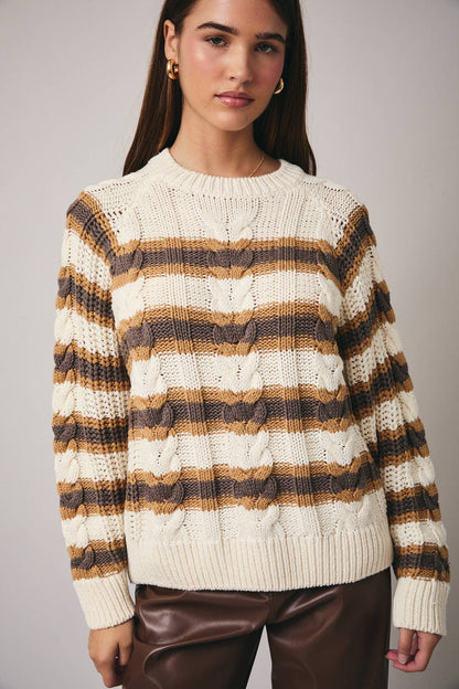 Cables & Stripes Sweater- FINAL SALE