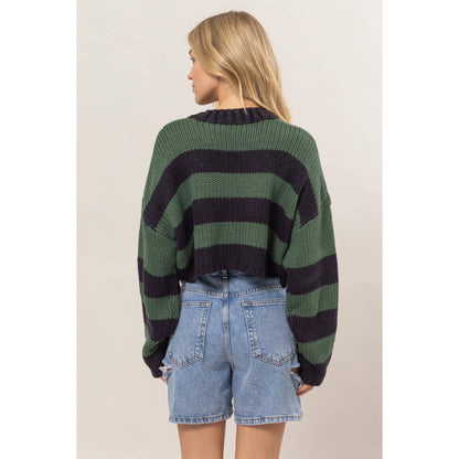 Olivia Cropped Striped Sweater-FINAL SALE
