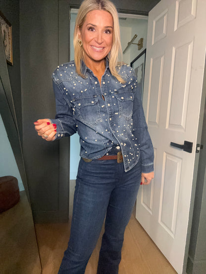 Denim & Pearls Top