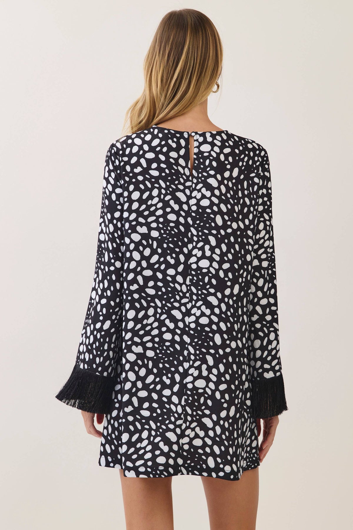 Spotted Fringe Mini Dress