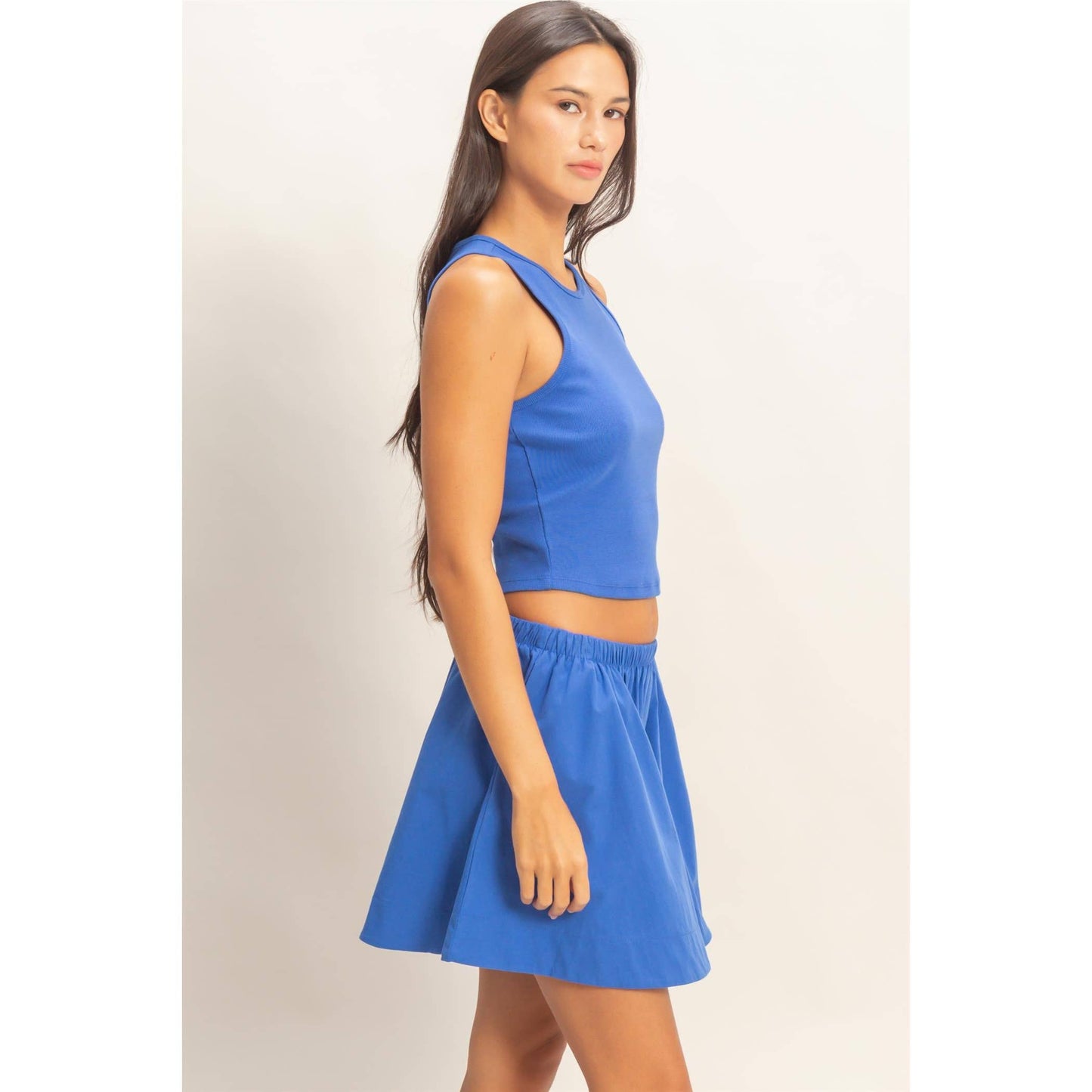 Sleeveless Ribbed Top And Skirt Set- FINAL SALE
