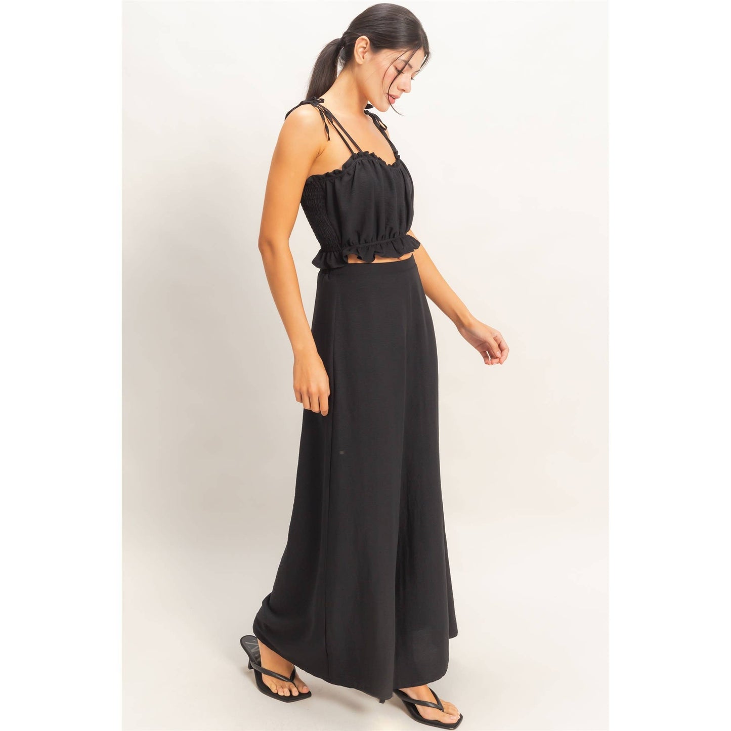 Ruffle Smocked Bust Top & Wide Pants