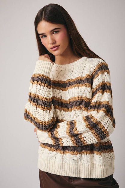 Cables & Stripes Sweater- FINAL SALE