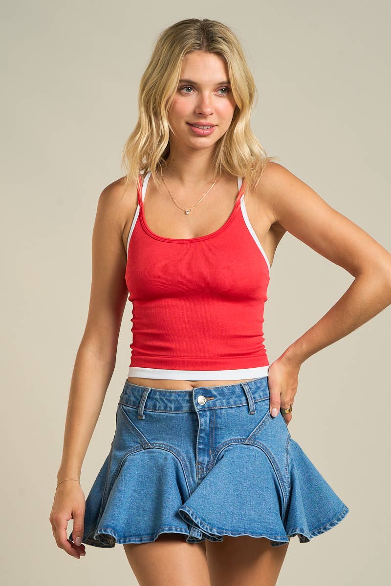 Courtney Contrast Halter Top- FINAL SALE
