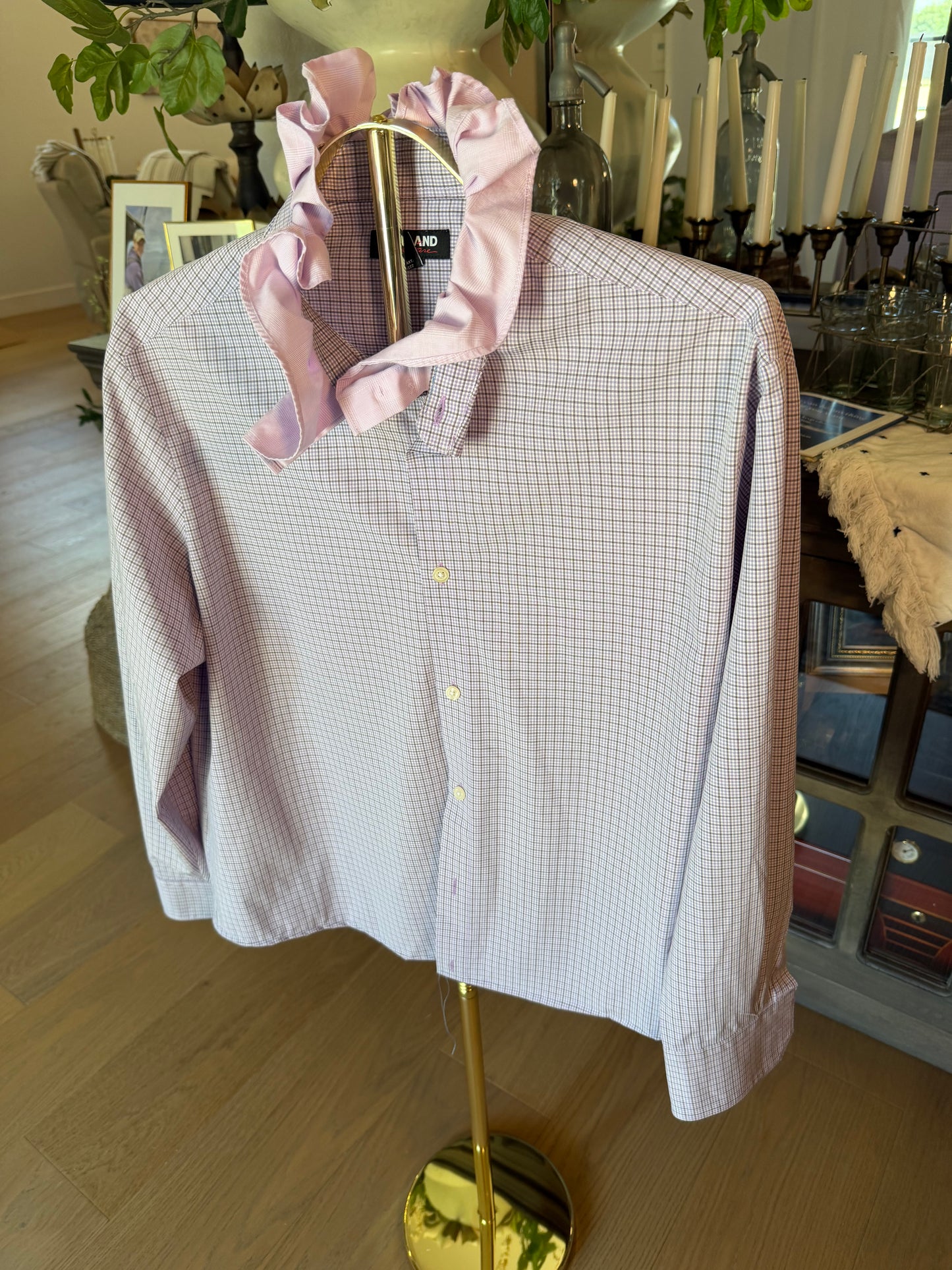 Purple Plaid with Pink Ruffle-L