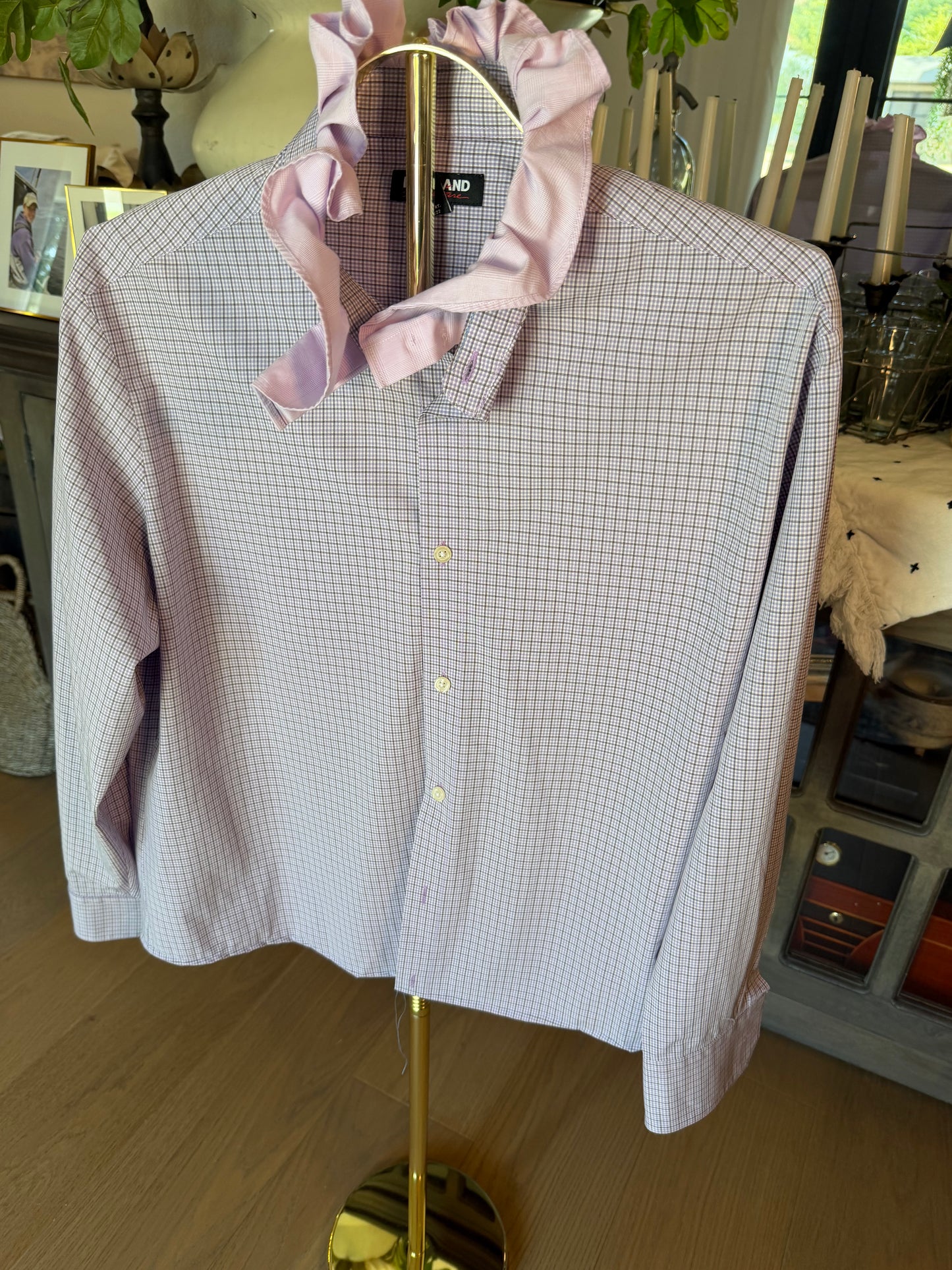 Purple Plaid with Pink Ruffle-L