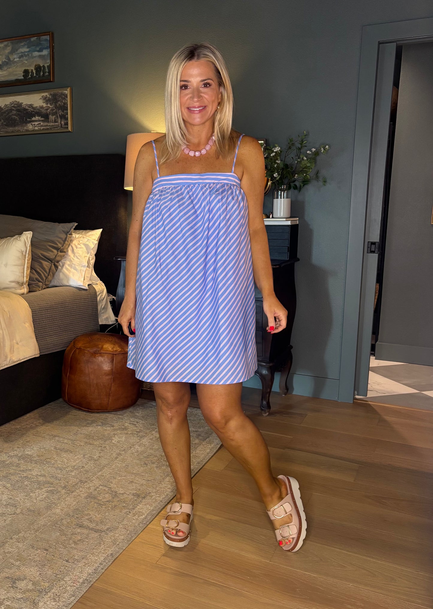 Skyline Stripe Swing Mini Dress
